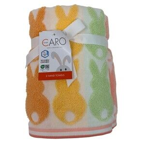 Caro Home Plush Bunny Hand Towels Set of 2 Soft 100% Cotton Easter Spring Décor